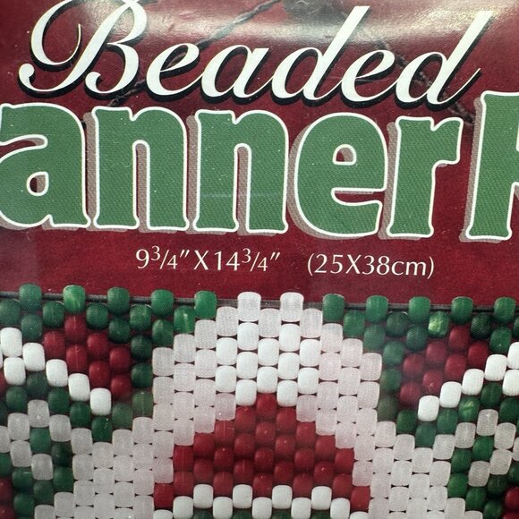 The Beadery Peppermint Santa Beaded Banner Kit 9.75 x 14.75” Folk Art Santa Vtg - Picture 3 of 9